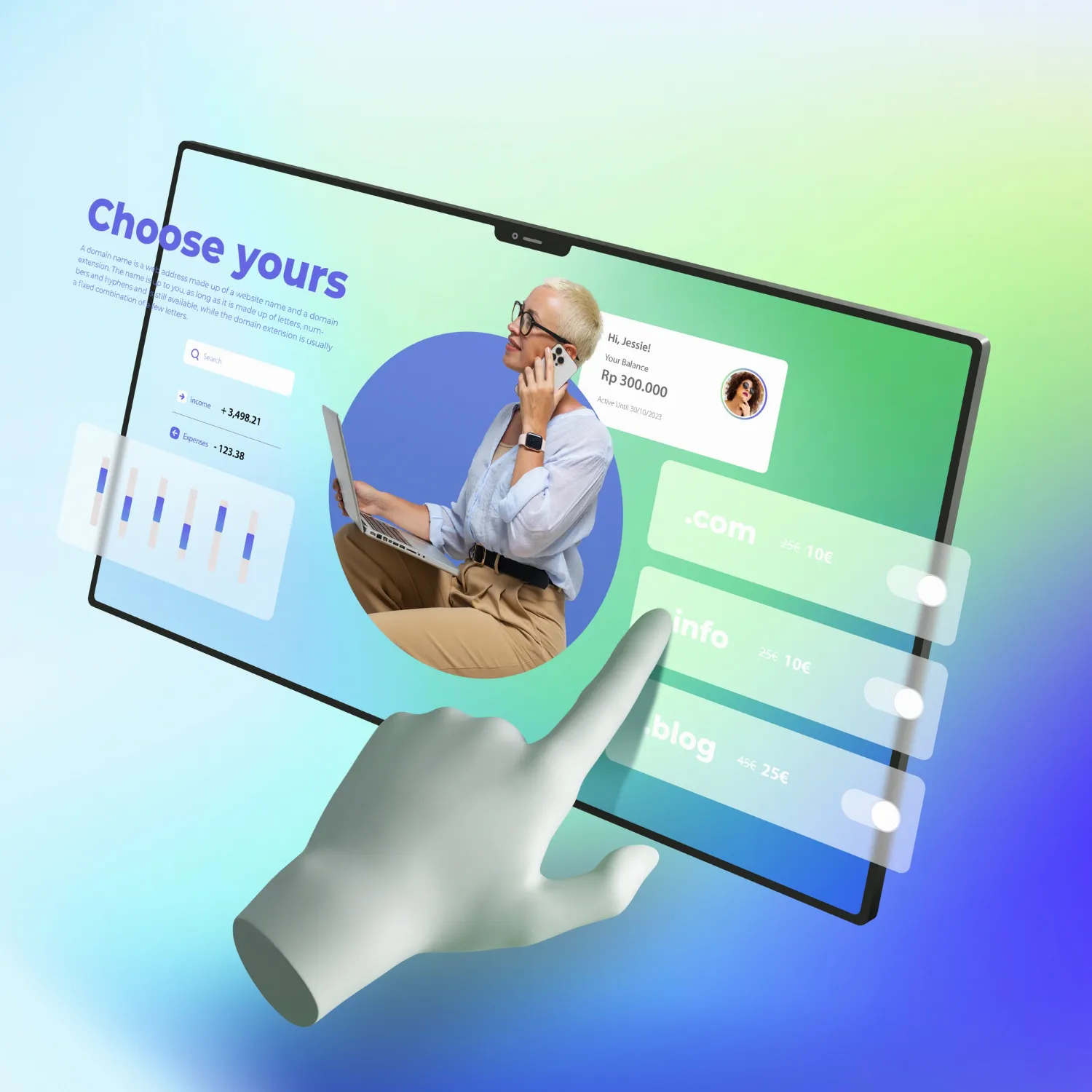 hand pointing at a screen