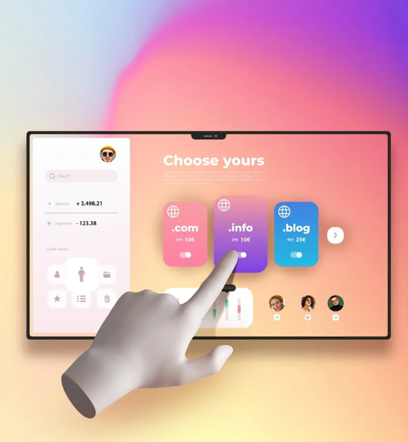 hand pointing at a screen